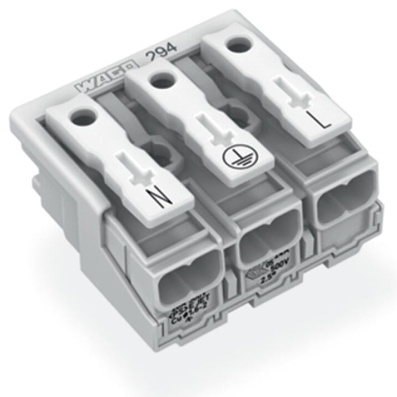 294-4013 Lighting connector;push-button, external;without ground contact;white