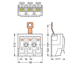 294-4413 Lighting connector;push-button, external;with screw-type ground contact;white
