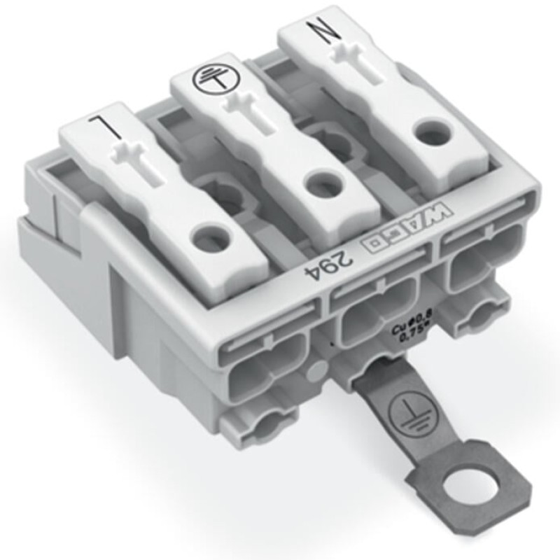 294-4413 Lighting connector;push-button, external;with screw-type ground contact;white