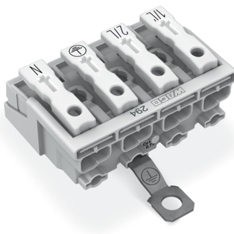 294-4424 Lighting connector;push-button, external;with screw-type ground contact;white