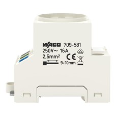 709-581 Switchgear cabinet outlet;for DIN-rail and screw mounting;for plug, type F, CEE 7/4 (Schuko);light gray