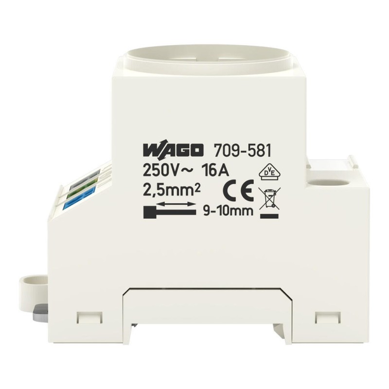 709-581 Switchgear cabinet outlet;for DIN-rail and screw mounting;for plug, type F, CEE 7/4 (Schuko);light gray