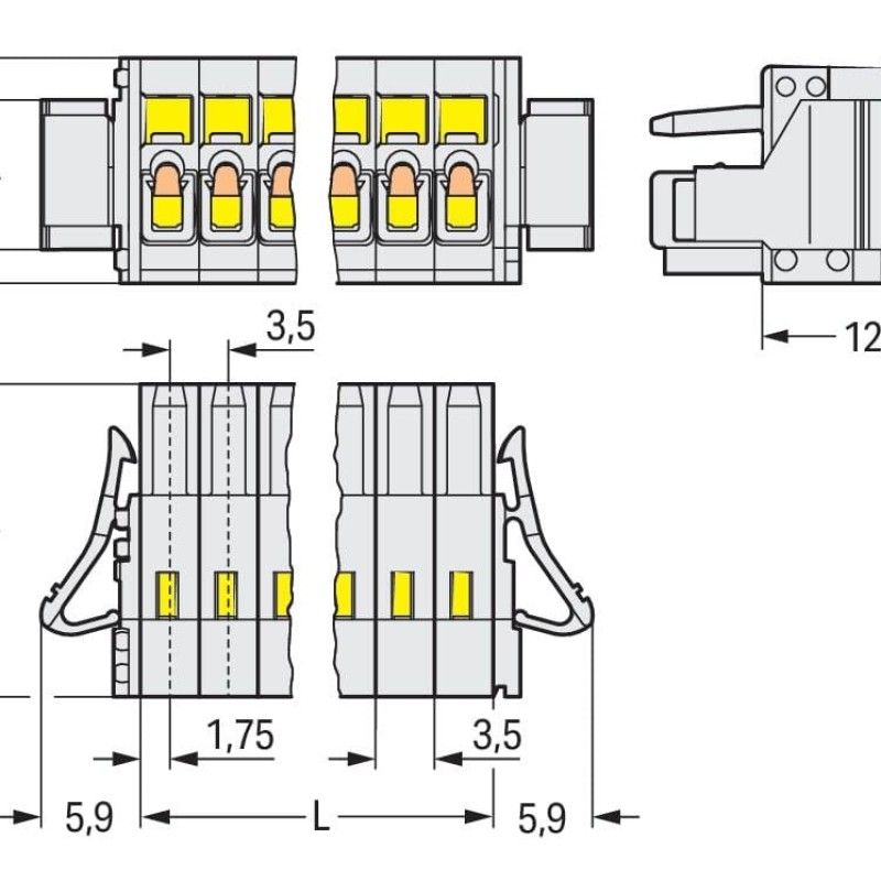 734-110/037-000 1-conductor female connector;CAGE CLAMP®;1.5 mm²;light gray