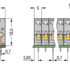 741-116 Клема на друковану плату; кнопка; 2.5 мм²; сірий