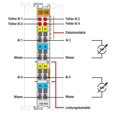 750-455 4-channel analog input;4 … 20 mA;Single-ended;light gray