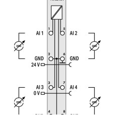 750-455 4-channel analog input;4 … 20 mA;Single-ended;light gray