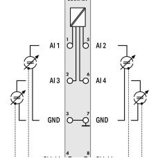750-468 4-channel analog input;0 ... 10 VDC;Single-ended;light gray