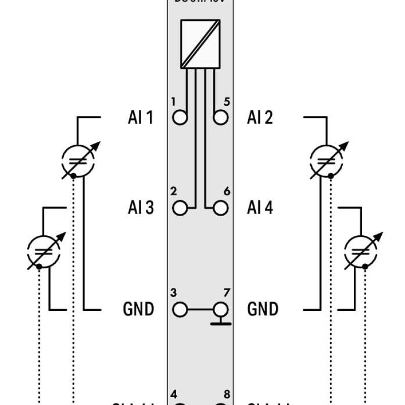 750-468 4-channel analog input;0 ... 10 VDC;Single-ended;light gray