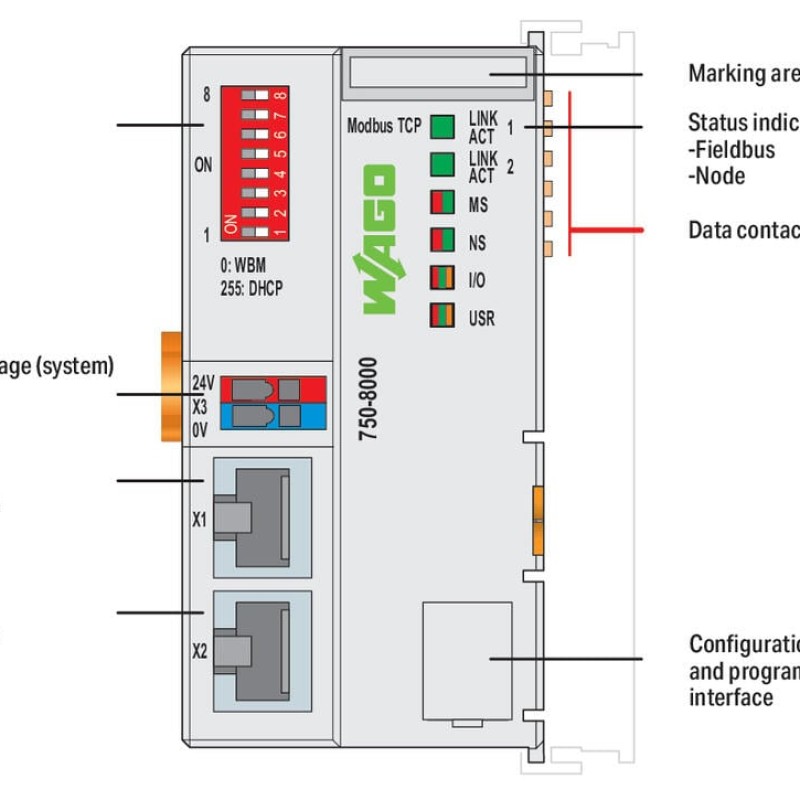 750-8000 Basic Controller 100; 2 x ETHERNET; ECO; світло-сірий