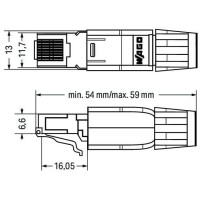 750-975 ETHERNET RJ-45 connector, IP20;ETHERNET 10/100 Mbit/s;for field assembly;light gray