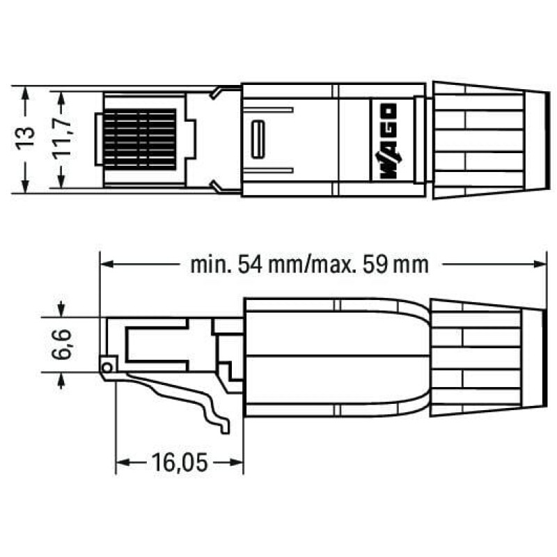 750-975 З'єднувач ETHERNET RJ-45, IP20; ETHERNET 10/100 Мбіт/с; для польового монтажу; світло-сірий