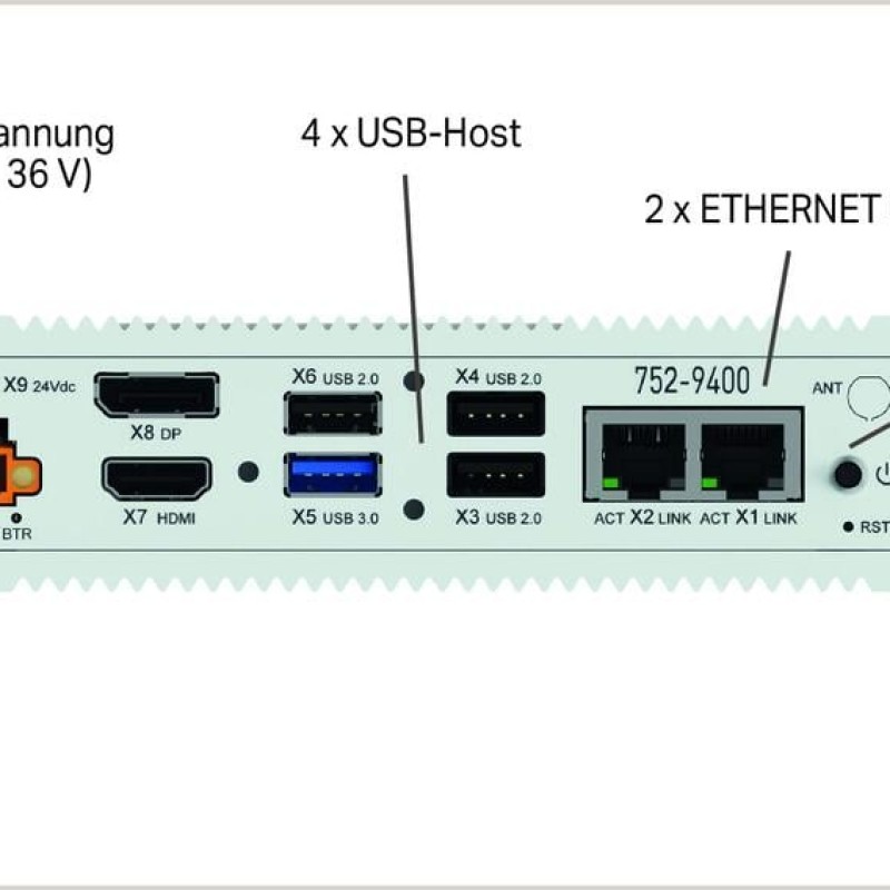 752-9400 Edge Computer; 2 x ETHERNET, 4 x USB, HDMI, DP; 4 ГБ ОЗП