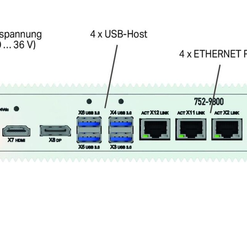 752-9800 Edge Computer; 4 x ETHERNET, 4 x USB, HDMI, DP; 16 ГБ ОЗП