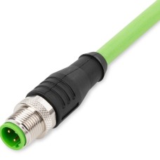 756-1201/060-020 ETHERNET cable;M12D plug; straight;4-pole;green