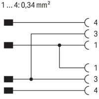 756-5516/040-010 Кабель датчика/виконавчого механізму; 2xM12 гніздо; прямий; Штекер M12A; прямий