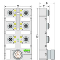 757-165 M12 sensor/actuator box;6-way;5-pole