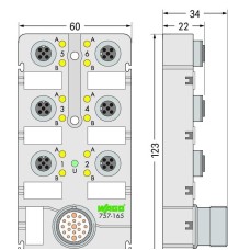 757-165 M12 sensor/actuator box;6-way;5-pole