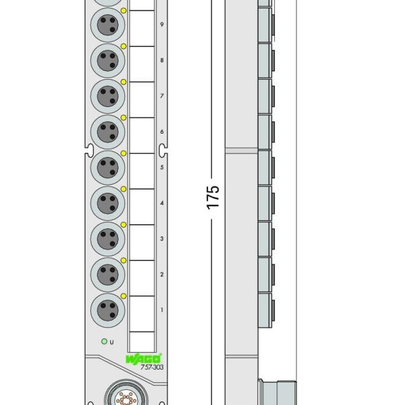 757-303 M8 sensor/actuator box;10-way;3-pole