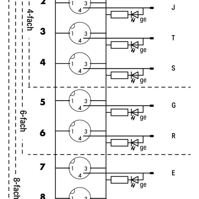 757-303 M8 sensor/actuator box;10-way;3-pole