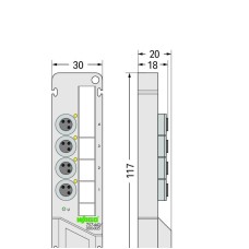 757-443/000-010 M8 sensor/actuator box;4-way;3-pole