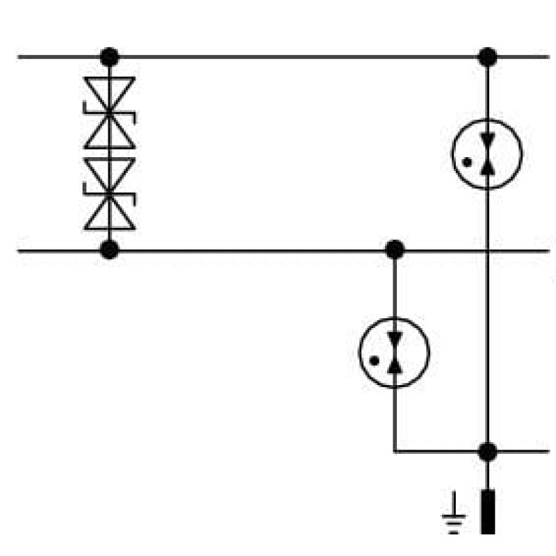 792-802 Surge suppression module for signal technology;Nominal voltage: 24 VDC;for 2 signal paths with common surge arrester
