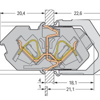 826-159 Modular, panel feedthrough end terminal block;Conductor/conductor connection;Plate thickness: 1 … 4 mm;gray