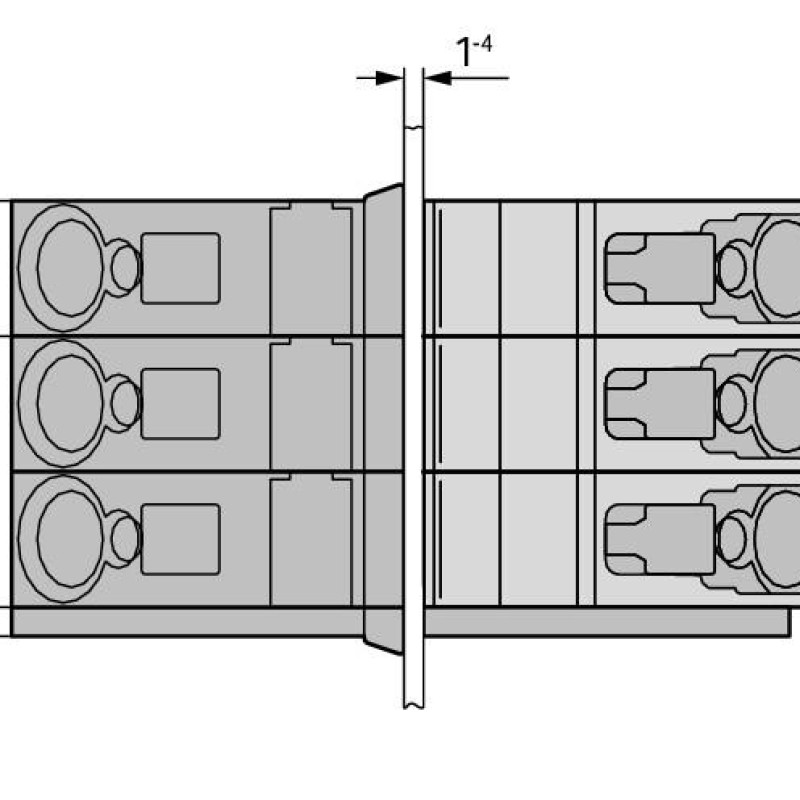 826-168 Прохідна клемна колодка; З'єднання провідник/провідник; Товщина пластини: 1 … 4 мм; сірий