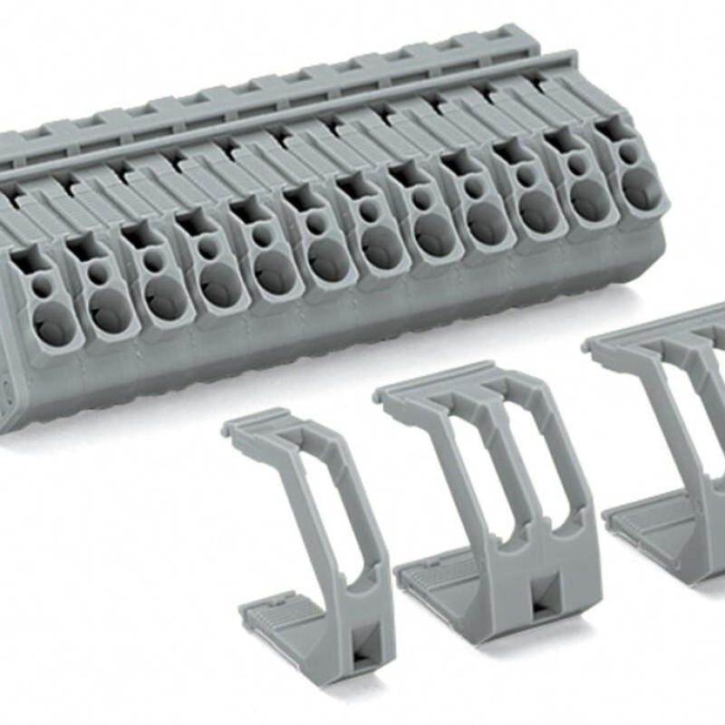 826-168 Прохідна клемна колодка; З'єднання провідник/провідник; Товщина пластини: 1 … 4 мм; сірий