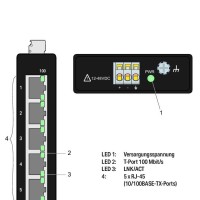 852-111/000-001 Промисловий ECO-комутатор; 5-портовий 100Base-TX; чорний