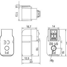 855-1700/032-000 Вставний трансформатор струму; Первинний номінальний струм 32 А; Вторинний номінальний струм 320 мА
