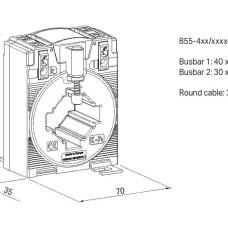 855-405/250-209 Вставний трансформатор струму; Первинний номінальний струм: 250 А; Вторинний номінальний струм: 5 А