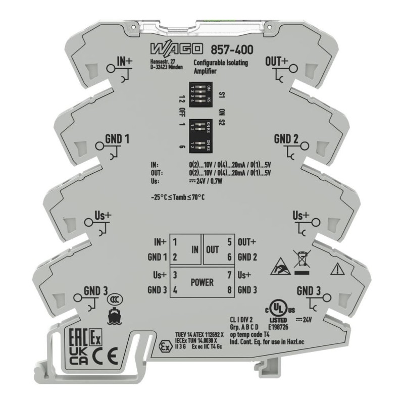 857-400 Isolation amplifier;Current and voltage input signal;Current and voltage output signal