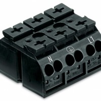 862-2593 4-conductor chassis-mount terminal strip;without ground contact;N-PE-L1;black