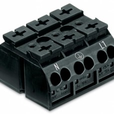 862-2593 4-conductor chassis-mount terminal strip;without ground contact;N-PE-L1;black
