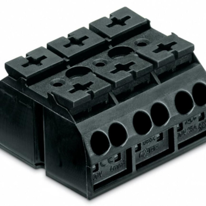 862-503 4-conductor chassis-mount terminal strip;without ground contact;3-pole;black