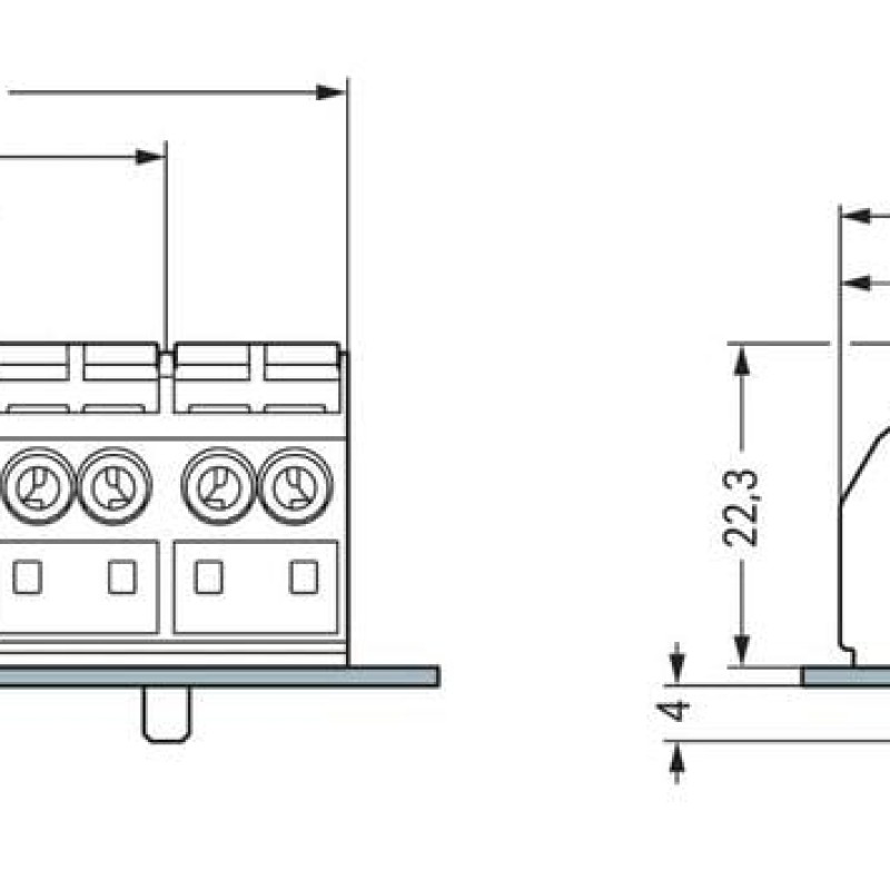 862-594 4-conductor chassis-mount terminal strip;without ground contact;4-pole;black