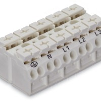 862-9605 4-conductor chassis-mount terminal strip;with ground contact;PE-N-L1-L2-L3;white