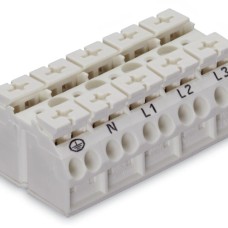 862-9605 4-conductor chassis-mount terminal strip;with ground contact;PE-N-L1-L2-L3;white