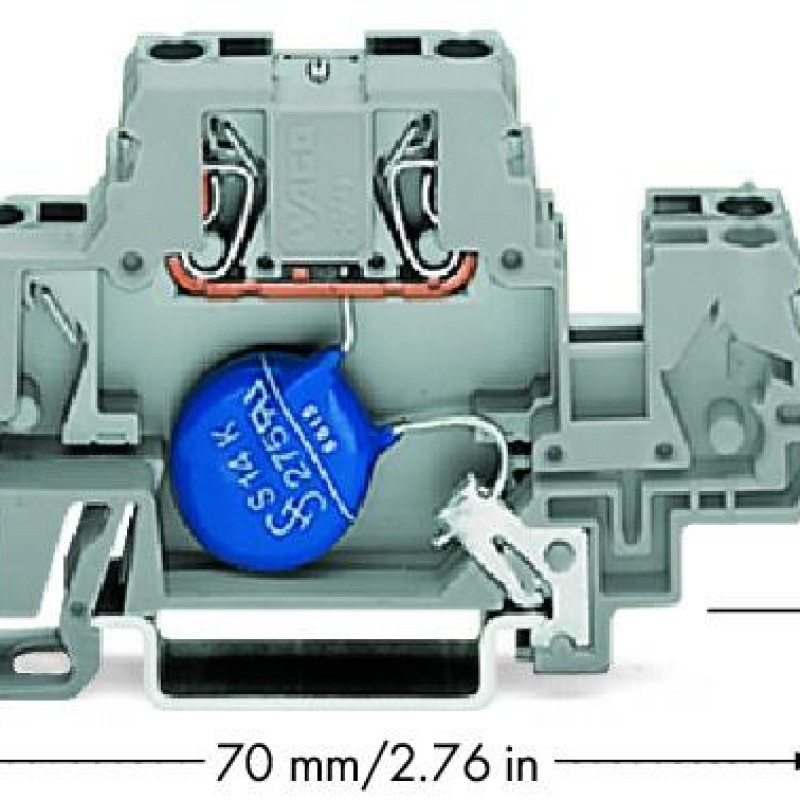 870-523/281-583 Component terminal block;double-deck;with varistor;gray