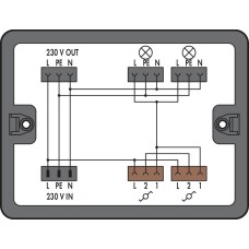 Розподільна коробка; Двостороння схема; 1 вхід; 5 виходів; Cod. A, S; MIDI; чорний