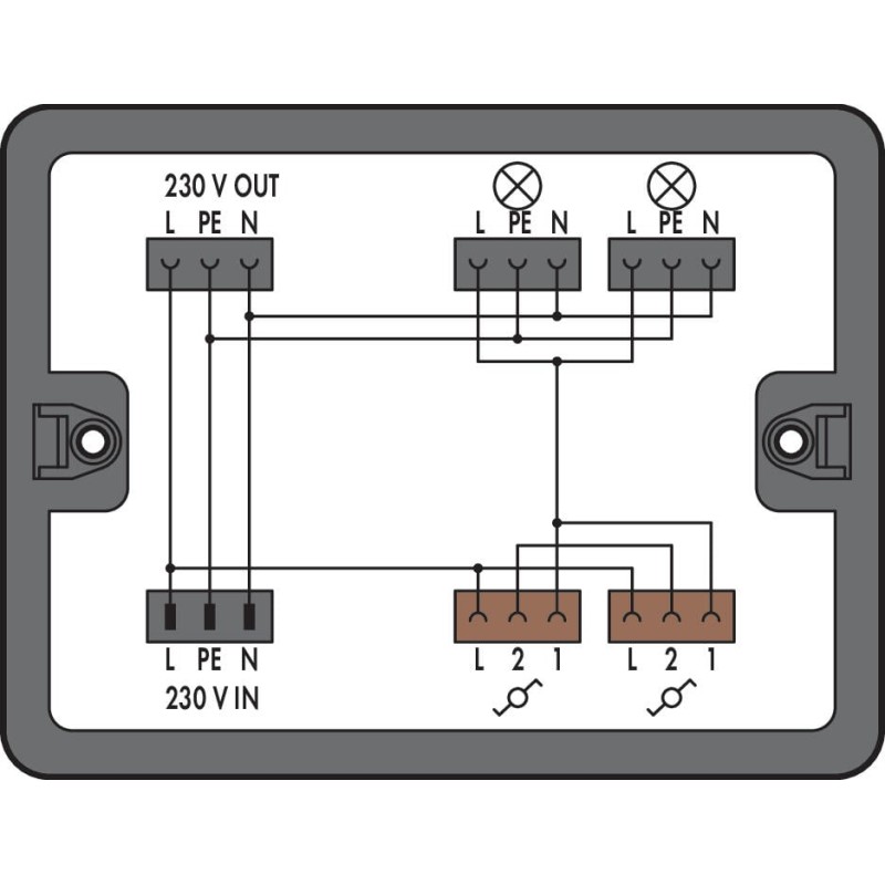 Distribution box; Two-way circuit; 1 input; 5 outputs; Cod. A, S; MIDI; black