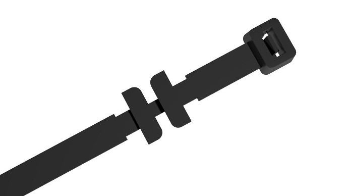 PKB-320CT - Хомут пластиковий в перфорований кабельний короб розміром 320 х 7,6 мм чорного кольору (100 шт/пак)