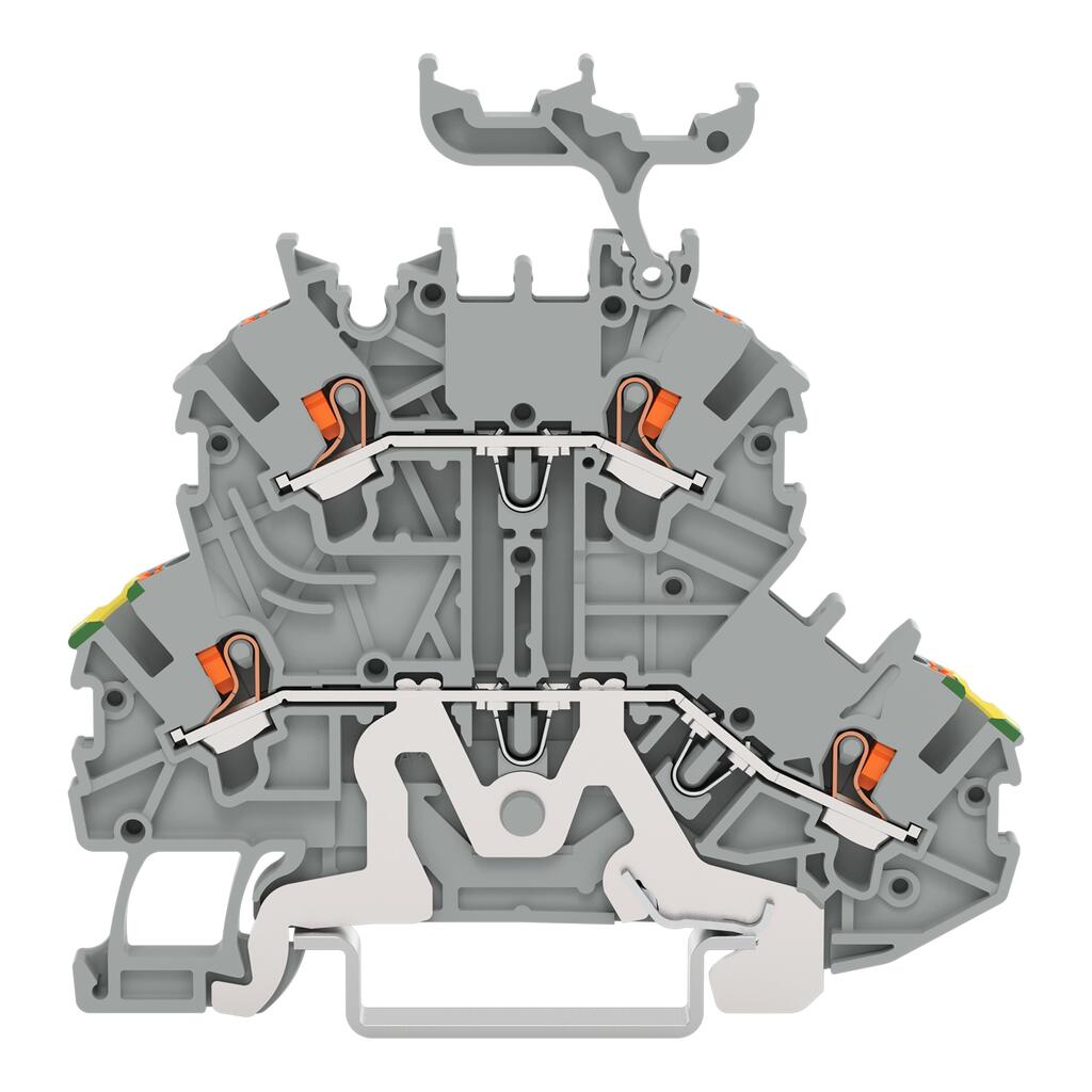 2200-2257 Дворівнева клема; Клема заземлення/прохідна; з кнопкою; сірий