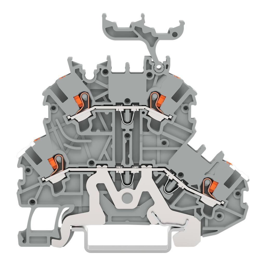 2200-2258 Дворівнева клема; Екранна/прохідна клемна колодка; з кнопкою; сірий