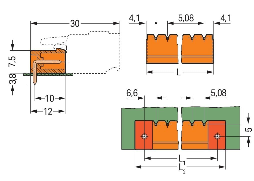 Штекерний роз'єм THT; паяльний штифт 1,0 x 1,0 мм; кутовий; відстань між штифтами 5,08 мм; 4-полюсний; помаранчевий