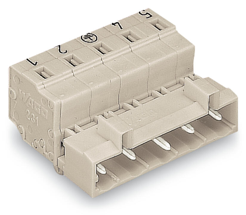 723-604/018-042 1-провідний штировий роз'єм; CAGE CLAMP®; 2.5 мм²; світло-сірий