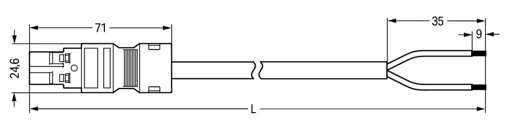 попередньо зібраний з'єднувальний кабель; Eca; Штекер/відкритий кінець; 2-полюсний; Cod. B; Кабель керування 2 x 1,0 мм²; 3 м; 1,00 мм²; сірий