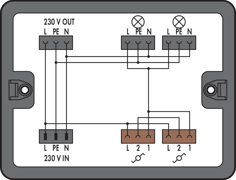 Розподільна коробка; Двостороння схема; 1 вхід; 5 виходів; Cod. A, S; MIDI; чорний